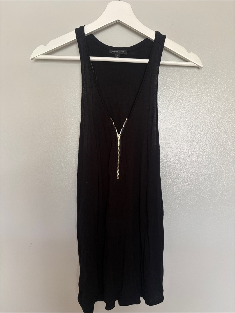 Dynamite Black Sleeveless Zip-Front Tank